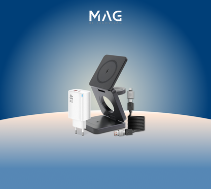 Home Pack Offer : MagFold™ - 3-az 1-ben mágneses összecsukható töltőállvány + FastCharger™ - 45W Gyorstöltő Adapter + MagCable™ - 4 az 1-ben Mágneses Gyors Töltőkábel 65W
